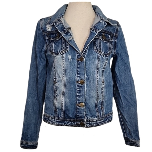 Mono B Jackets & Blazers - Mono B Jacket Denim Distressed Blue Size M
